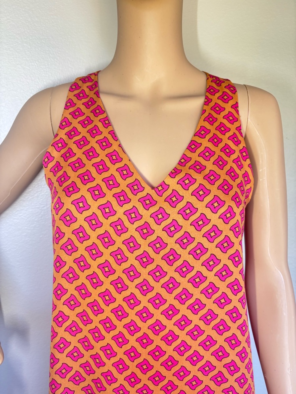 Cameo & Myth Sleeveless, Geometric High-Low Shift Dress in Pink and Orange NWOT - Picture 7 of 16